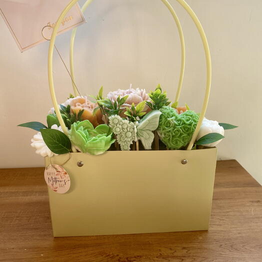 Cesta de Velas Aromaticas Verde - Especial Dia das Mães