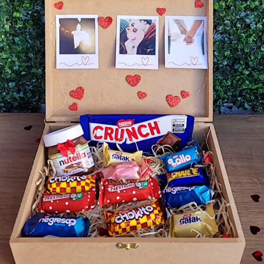 Cesta de chocolate para namorado- Bau do Amor