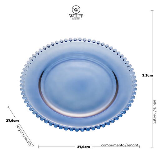 PRATO CRISTAL DE CHUMBO PEARL AZUL ESCURO 28cm