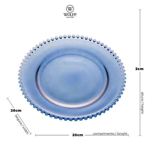 PRATO CRISTAL DE CHUMBO PEARL AZUL ESCURO 20cm